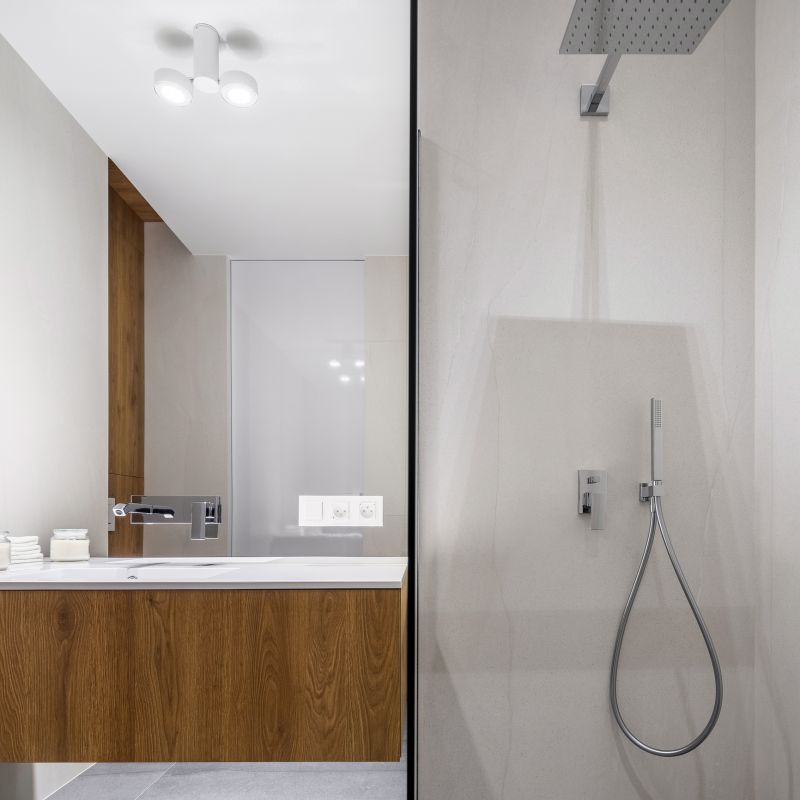 Sleek Shower with Floating Bench
